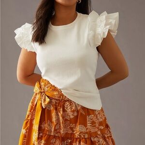 Anthropologie Woven Ruffle Top